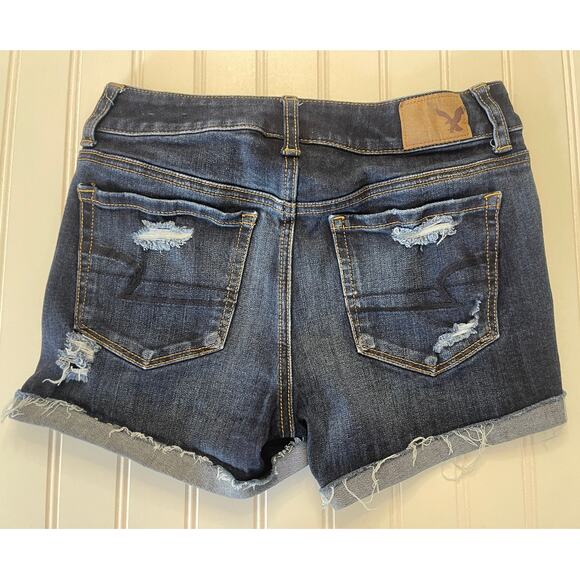 American Eagle Outfitters Hi Rise Shortie Distressed Jean Shorts Size Women's 0 - Picture 7 of 8
